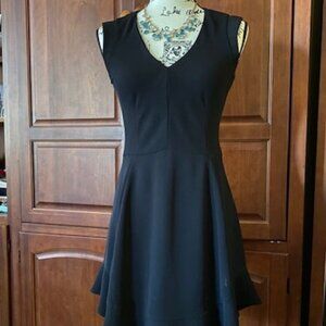 JCrew Black V Neck Ponte Sleeveless Sheath Ruffle Dress Size 0